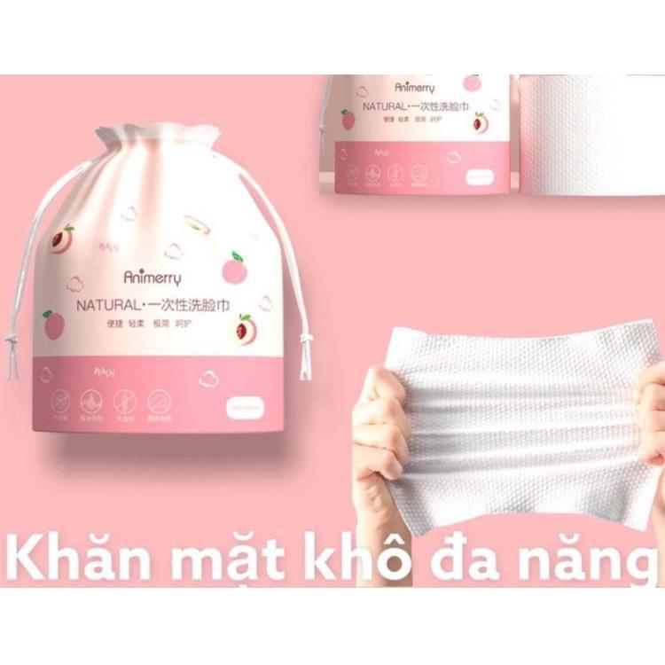 Giấy lau mặt khô cuộn túi rút màu hồng chất cotton dùng 1 Lần, khăn khô cuộn giấy tẩy trang siêu dai