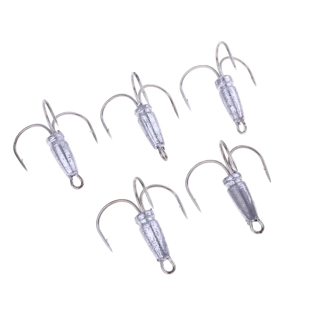 5 Pieces Treble Anchor Fishing Hooks Lead Head for Sea Boat Lake Fishing