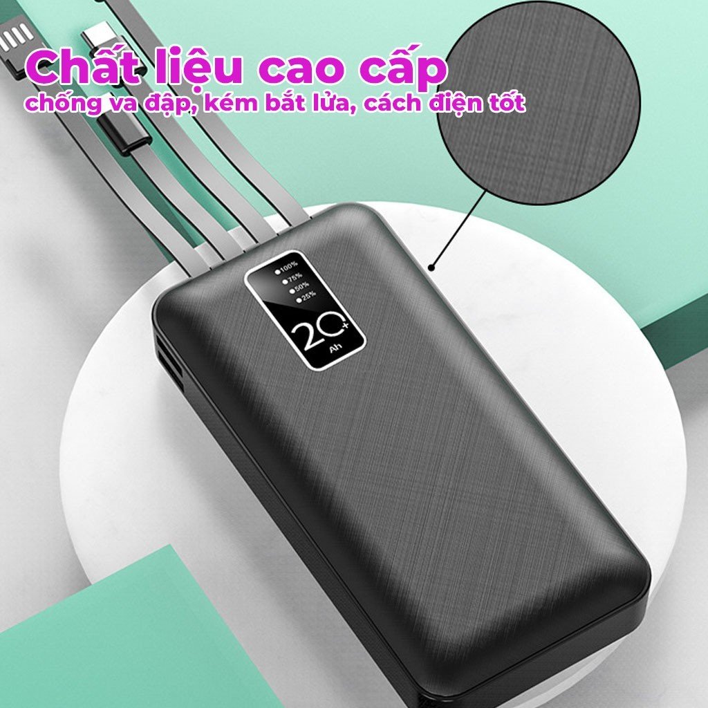 Pin Sạc Dự Phòng 20.000mAh PIXLINK - 2 Cổng Sạc Vào Type-C/Micro Tích hợp sẵn 4 đầu sạc chuyên dụng tiện lợi - Hàng chính hãng/ Hàng nhập khẩu