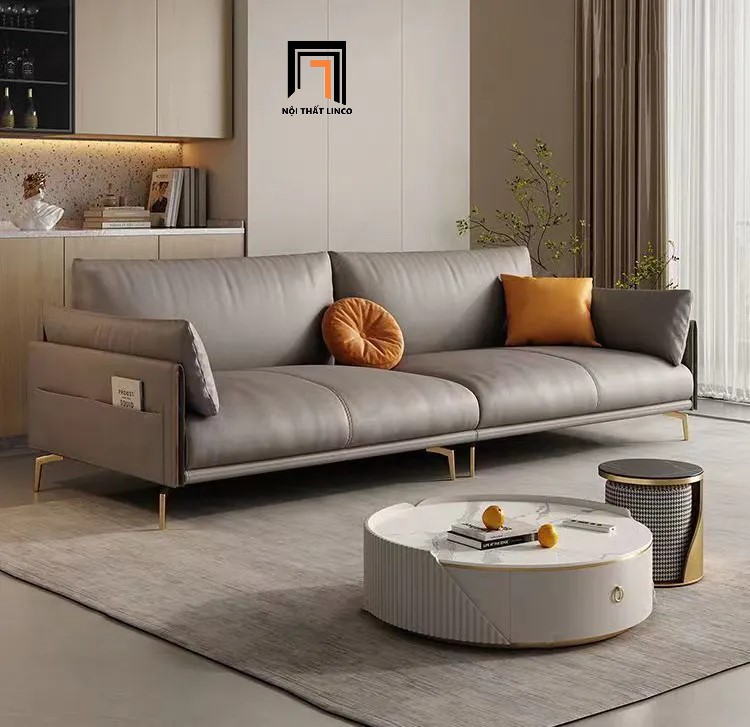 Ghế sofa băng Skinny dài 2m2 có túi đựng báo bọc da cao cấp nhiều màu