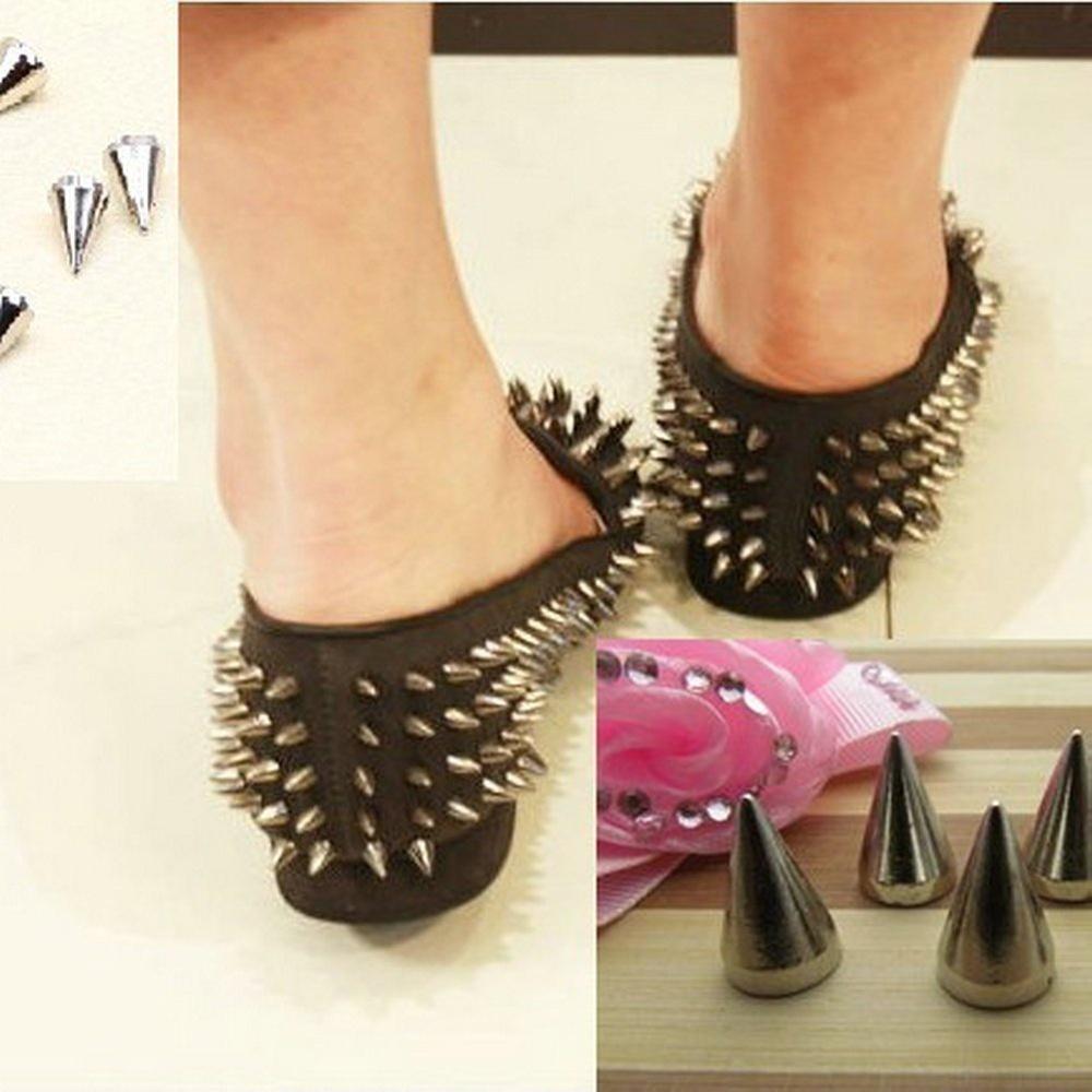 Bộ đinh tán bạc hình nón tuasback tự làm công cụ sửa chữa kim loại cho thắt lưng áo khoác da