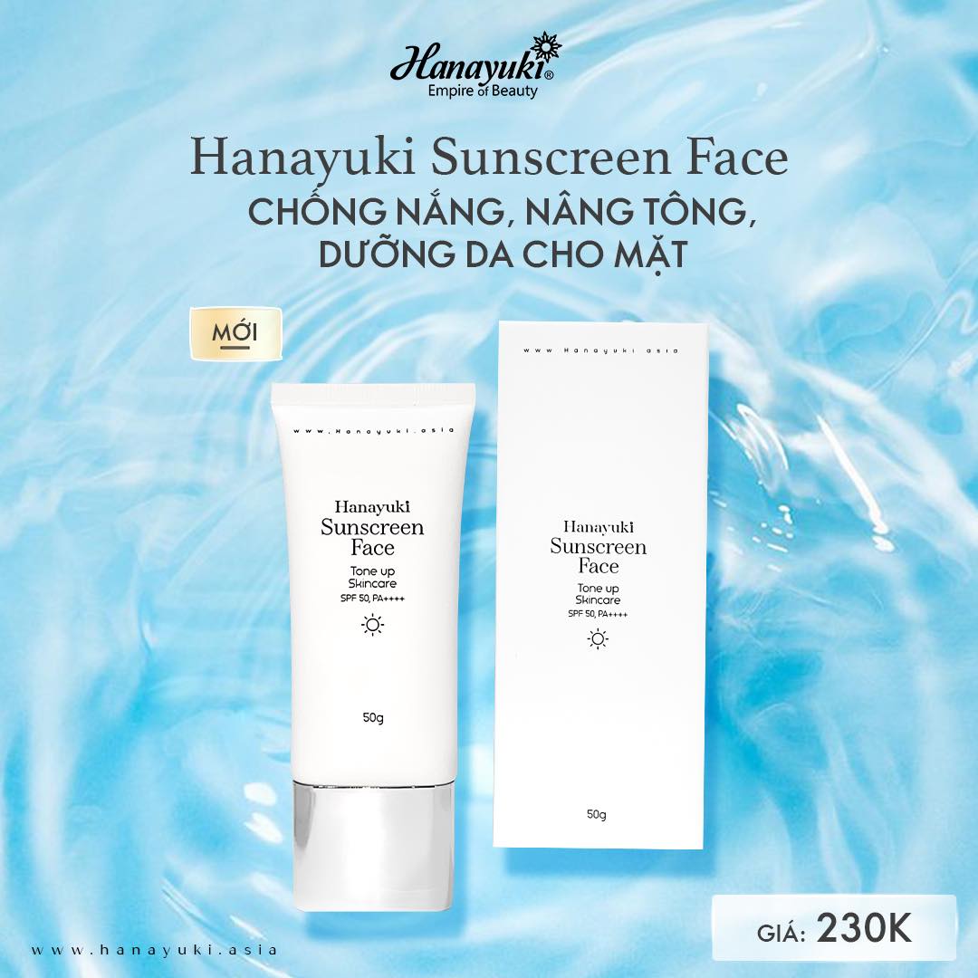 Kem Chống Nắng Hanayuki Sunscreen Face Nâng Tông Dưỡng Trắng SPF 50+/PA++++ ( Hanayuki Chính Hãng ) 50G