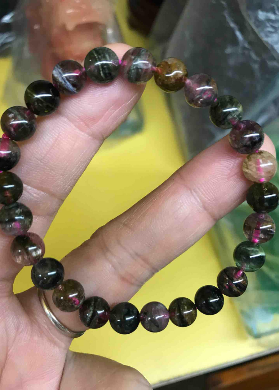 CHIẾC VÒNG TOURMALINE DƯA HẤU ĐẸP ĐÁ THIÊN NHIÊN 7LY2 NỮ TẤT CẢ CÁC MỆNH ĐEO HỢP