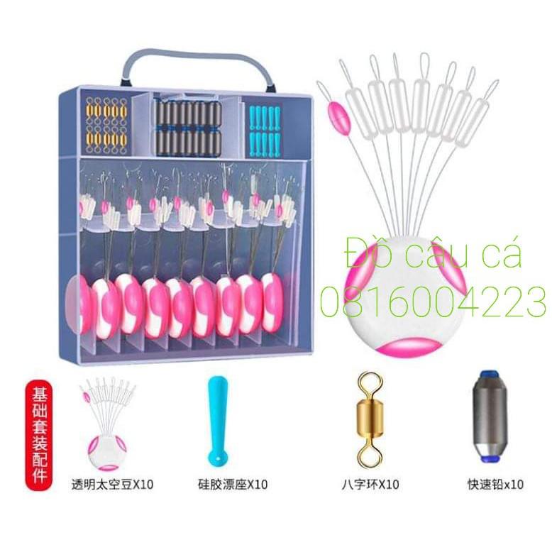 Bộ combo phụ kiện câu đài có 2 bộ trục buộc sẵn.hộp đựng phao câu và phụ kiện câu đài