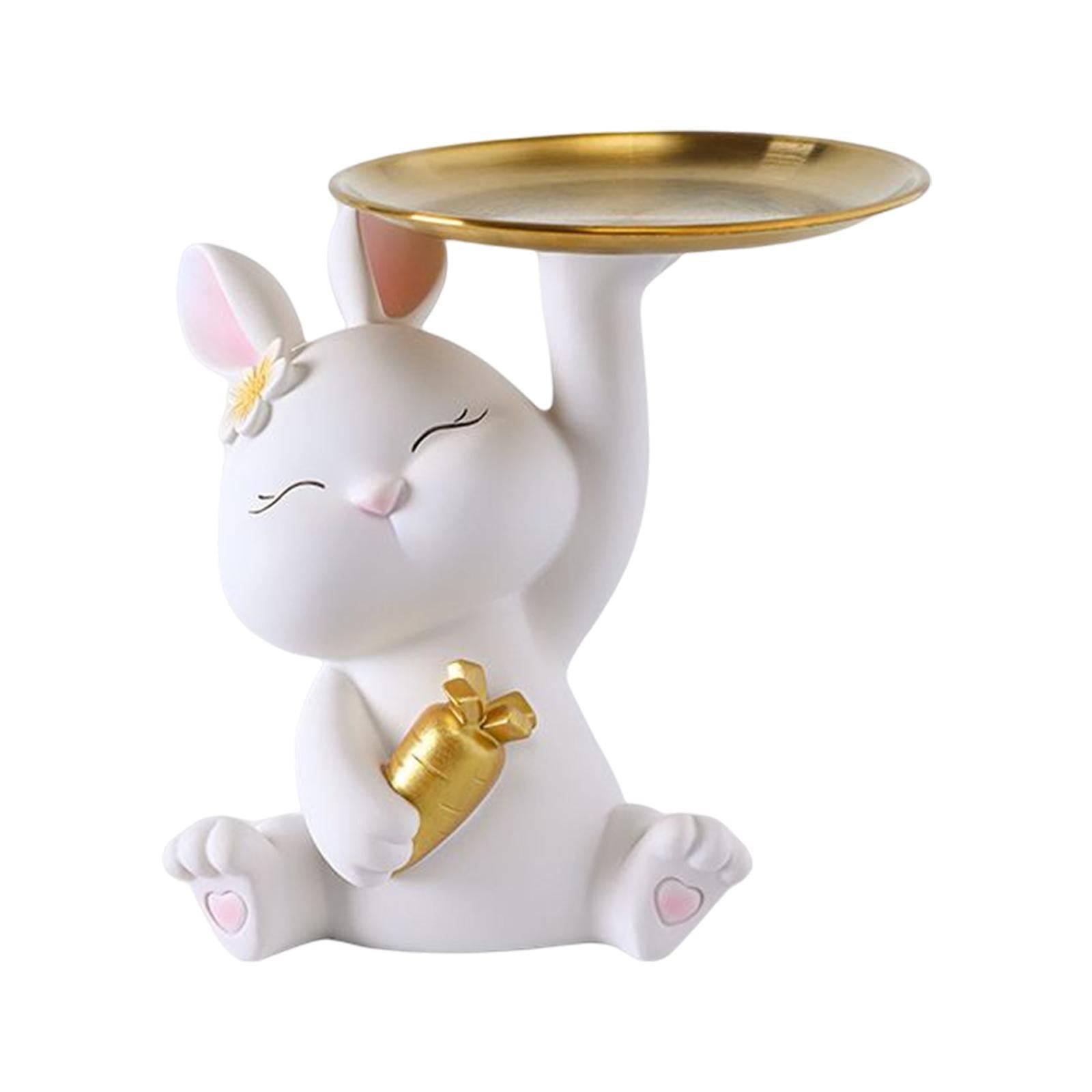 Bunny Statue Storage Tray Desk Organizer for Shop Tabletop Dining Room