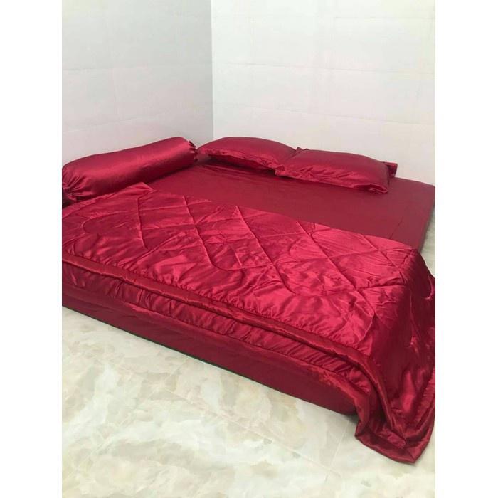 Trọn Bộ Chăn Ga Vỏ Gối Phi Lụa Dubai Cực Mát 1m6x2M, 1m8X2M Hình thật
