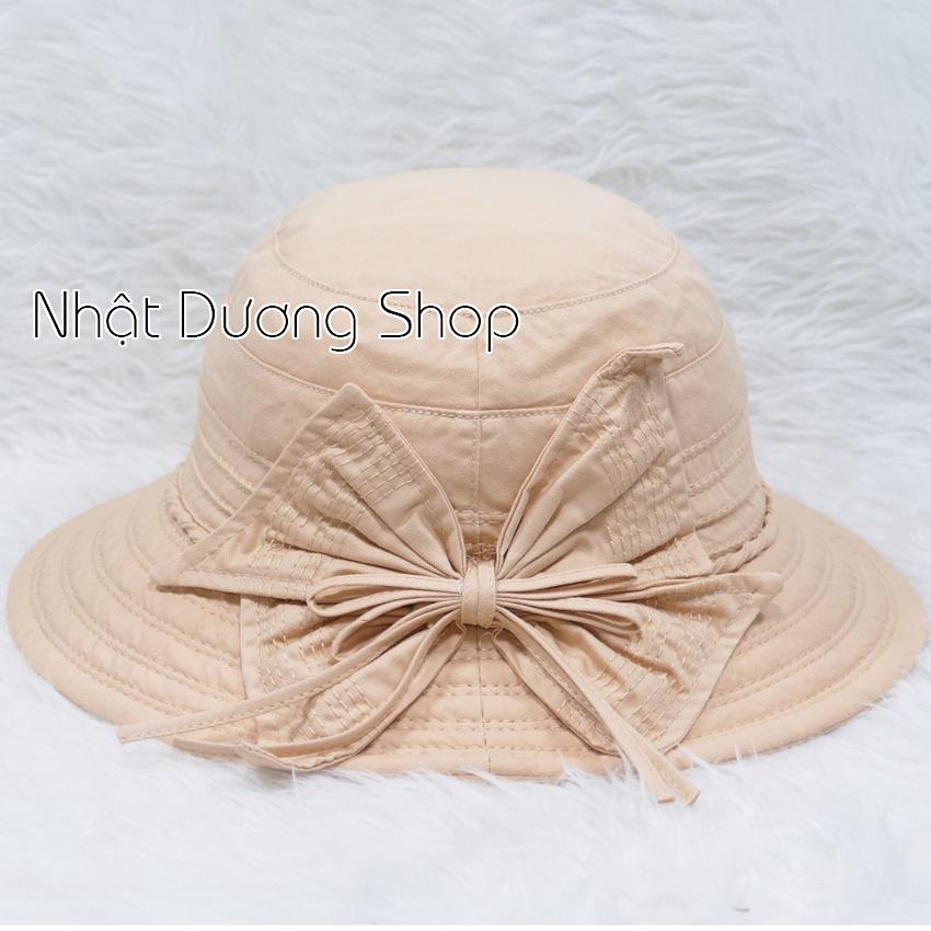 Nón bo vành rộng 7cm mũ tai bèo vành tròn gắn nơ rích rắc- Chất liệu cotton cao cấp phù hợp cho các bạn nữ