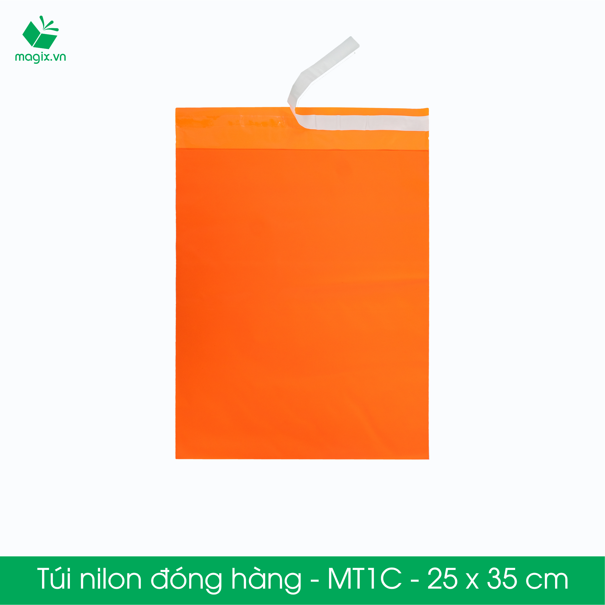 MT1C - 25x35 cm - Túi nilon gói hàng - 200 túi niêm phong đóng hàng màu cam