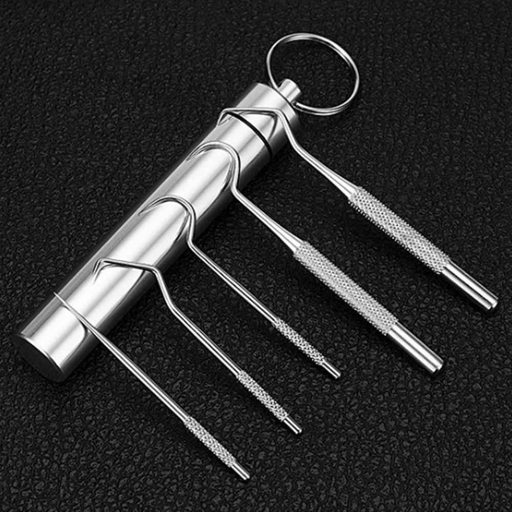 ☆YOLA☆ Picnics Metal Toothpick Set Outdoor Tooth Cleaning Stainless Steel Toothpick Portable Reusable Oral Care Tools Camping Toothpick Holder