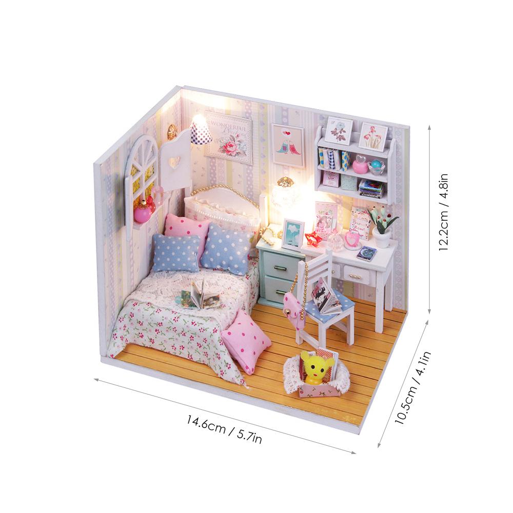Nhà búp bê thu nhỏ bằng gỗ với đồ nội thất cho trẻ từ 14 tuổi