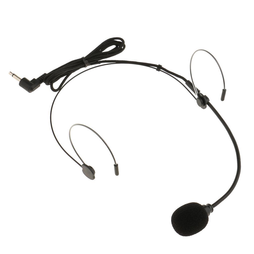 2-6pack Double Ear Hook Wired Headset Headworn Microphone Black 3.5mm Right