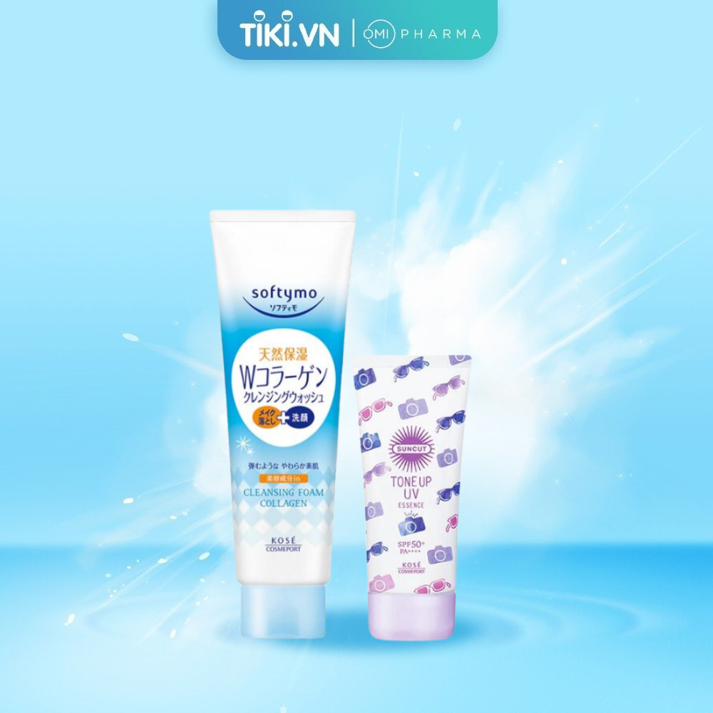 Combo Chống Nắng Nâng Tone Và Sữa Rửa Mặt Dưỡng Ẩm Làm Sạch Toàn Diện Kose Nhật Bản 190G,80G