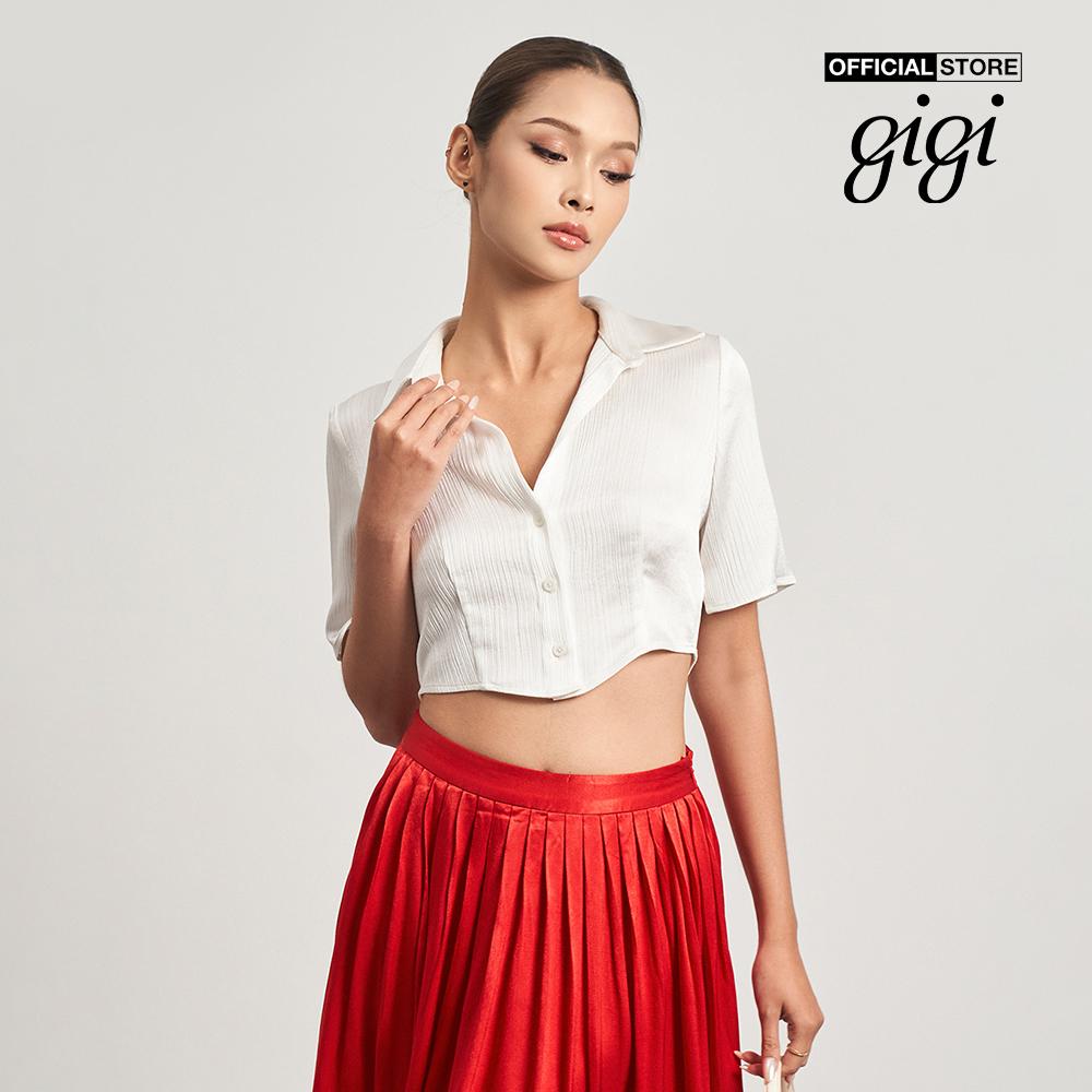 GIGI - Áo sơ mi croptop nữ tay ngắn thời trang G1106T222279