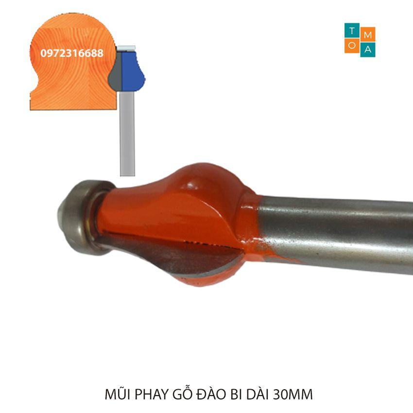 BỘ MŨI SOI GỖ - MŨI PHAY GỖ ĐÁNH TAY CẦU THANG CỘT TRÒN, MŨI LÕM R38 - MŨI ĐÀO BI DÀI 30MM CỐT 12.7MM