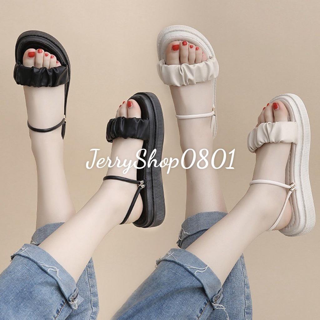 Sandal nữ đế BÁNH MÌ 3P QUAI NHÚN 2IN1 MANG 2 KIỂU siêu xinh 2 màu