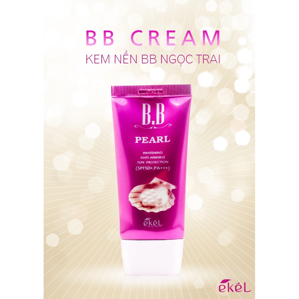 Kem nền trang điểm Ekel BB Cream Ngọc Trai chính hãng Hàn Quốc giúp  che khuyết điểm, chống lại tia cực tím cải thiện độ mịn da làm mờ nếp nhăn