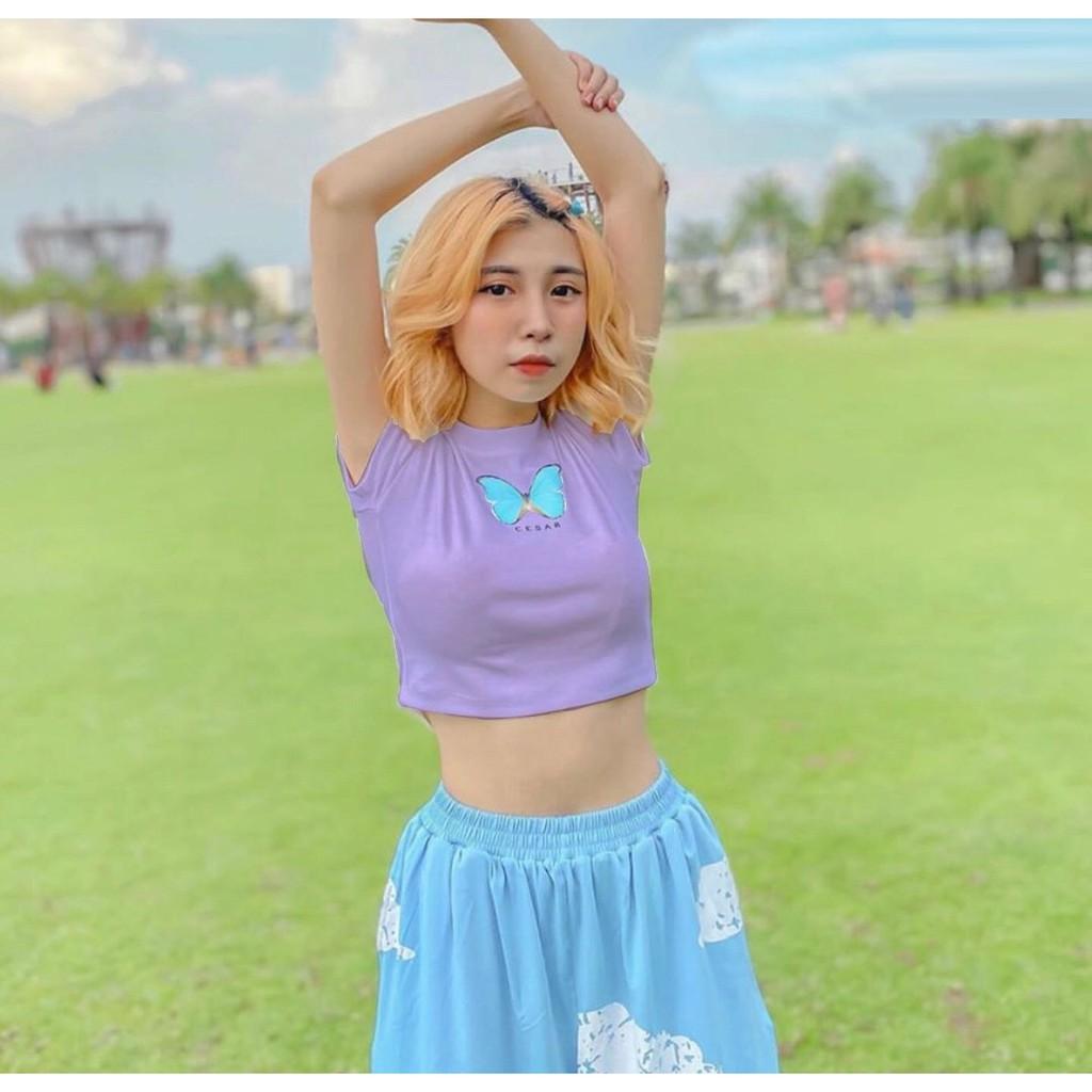 Áo croptop kiểu Basic JOY BABE form ôm  thun xịn co giãn 4 chiều,hình in sắc nét,áo crop top kieu tay ngắn CRON 125 -5D