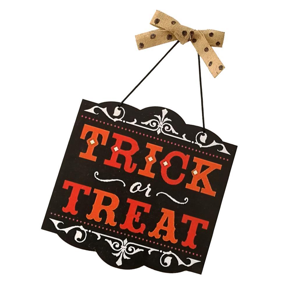 Hình ảnh Trick or Treat Hanging Sign Wood Plaque Halloween Party Home Party Decor