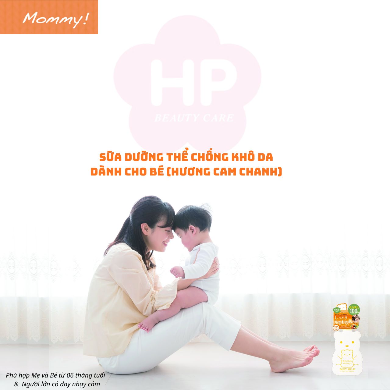 Sữa Dưỡng Thể Cấp Ẩm Hương Cam Chanh Dành Cho Bé Từ 06 Tháng Tuổi Và Làn Da Nhạy Cảm Kissme Mommy Body Milk C 200 G