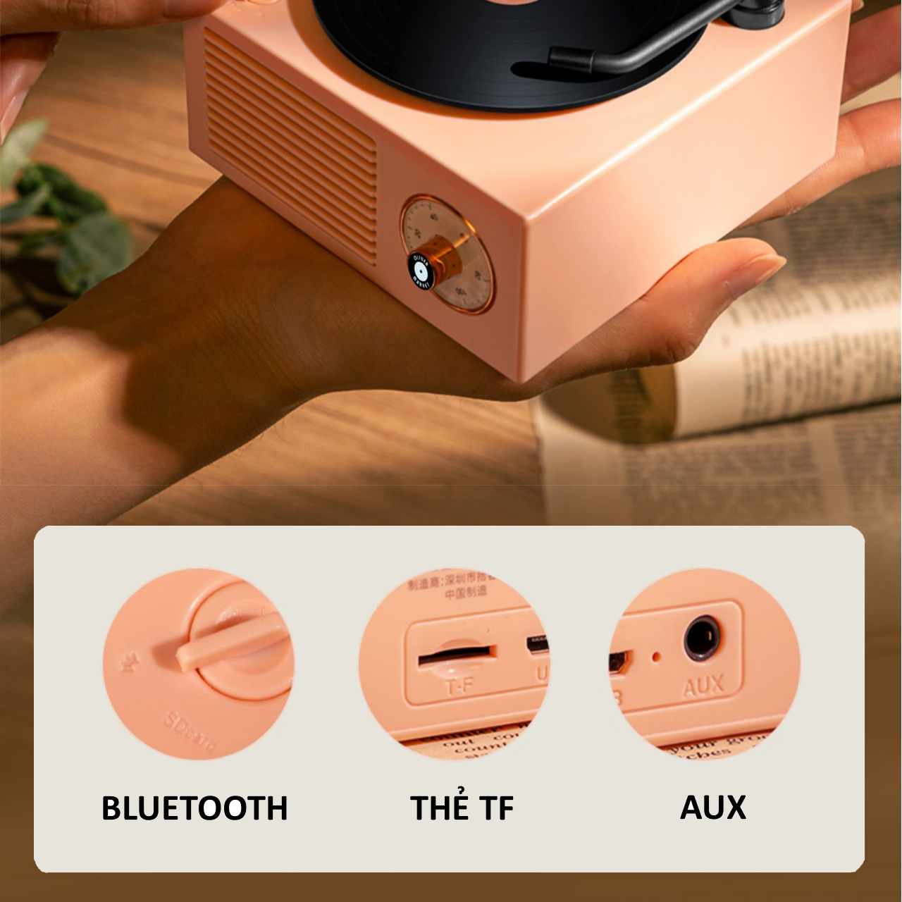 Loa Bluetooth Mini OLIVER X10 Loa Bluetooth Đĩa Than Xoay Vintage Cổ Điển Đồ Decor Phòng Khách Trang Trí Bàn Làm Việc Loa Kèn Bluetooth Độc Đáo