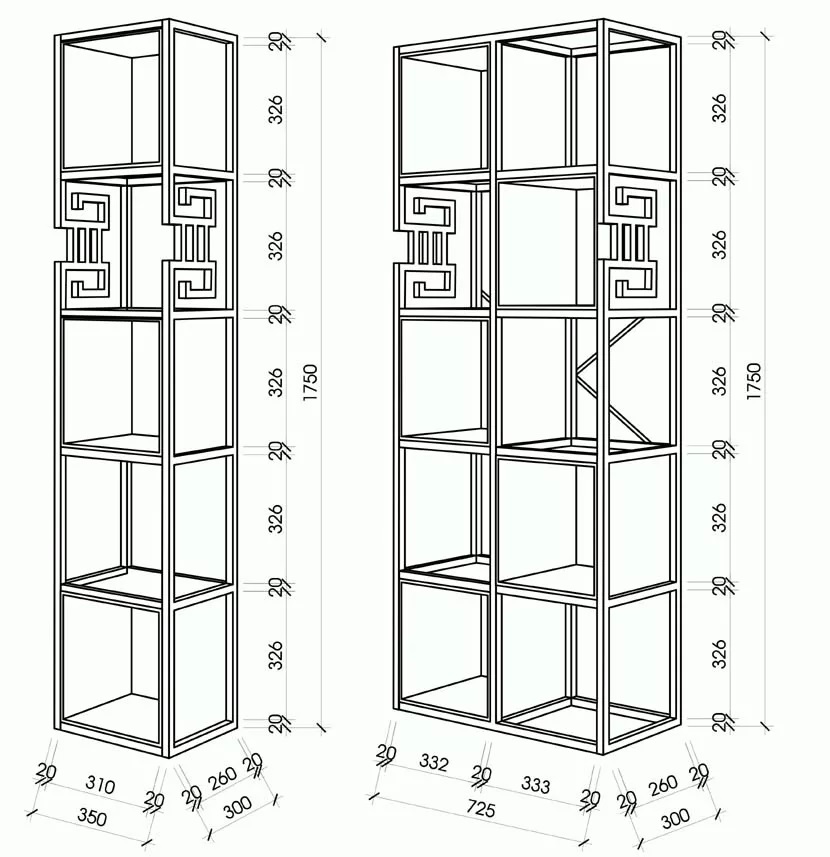 Tủ Sách Gỗ Công Nghiệp Kết Hợp Sắt Thiết Kế Hoa Văn Độc Đáo, Tiện Dụng KS-84