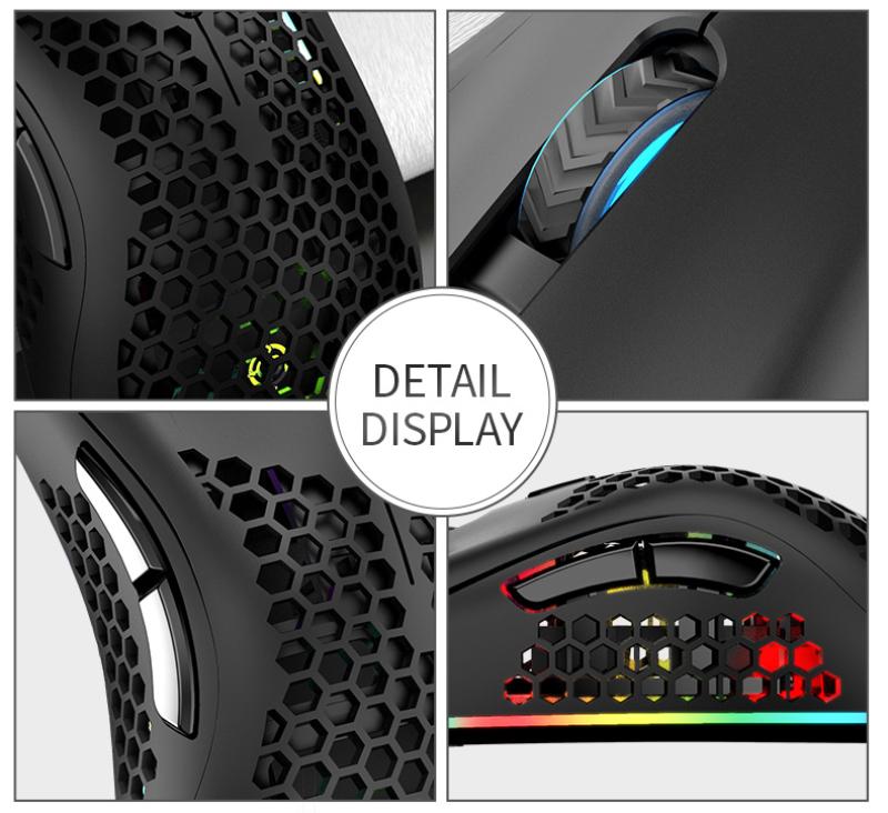 BM600 2.4GHz Không Dây 1600DPI Có Thể Điều Chỉnh RGB Backlit Tổ Ong Quang USB Gaming Chuột Game Thủ Chuột Cho Laptop