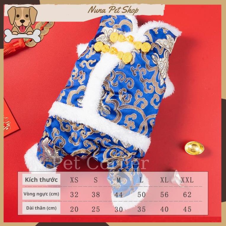 Quần áo Tết cho chó mèo, bộ đồ Tết lót lông cho thú cưng