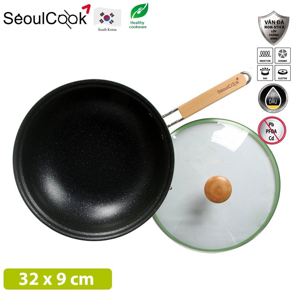 Seoulcook Luxury – Chảo sâu lòng 32cm đáy từ / Induction cao cấp Hàn Quốc, chống dính vân đá an toàn cho sức khỏe - Hàng chính hãng