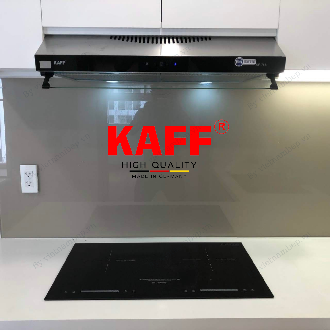 Máy hút mùi cổ điển inox phối kính cảm ứng 800mm KAFF KF-888I Tặng bộ lọc than thay thế - Hàng Chính Hãng