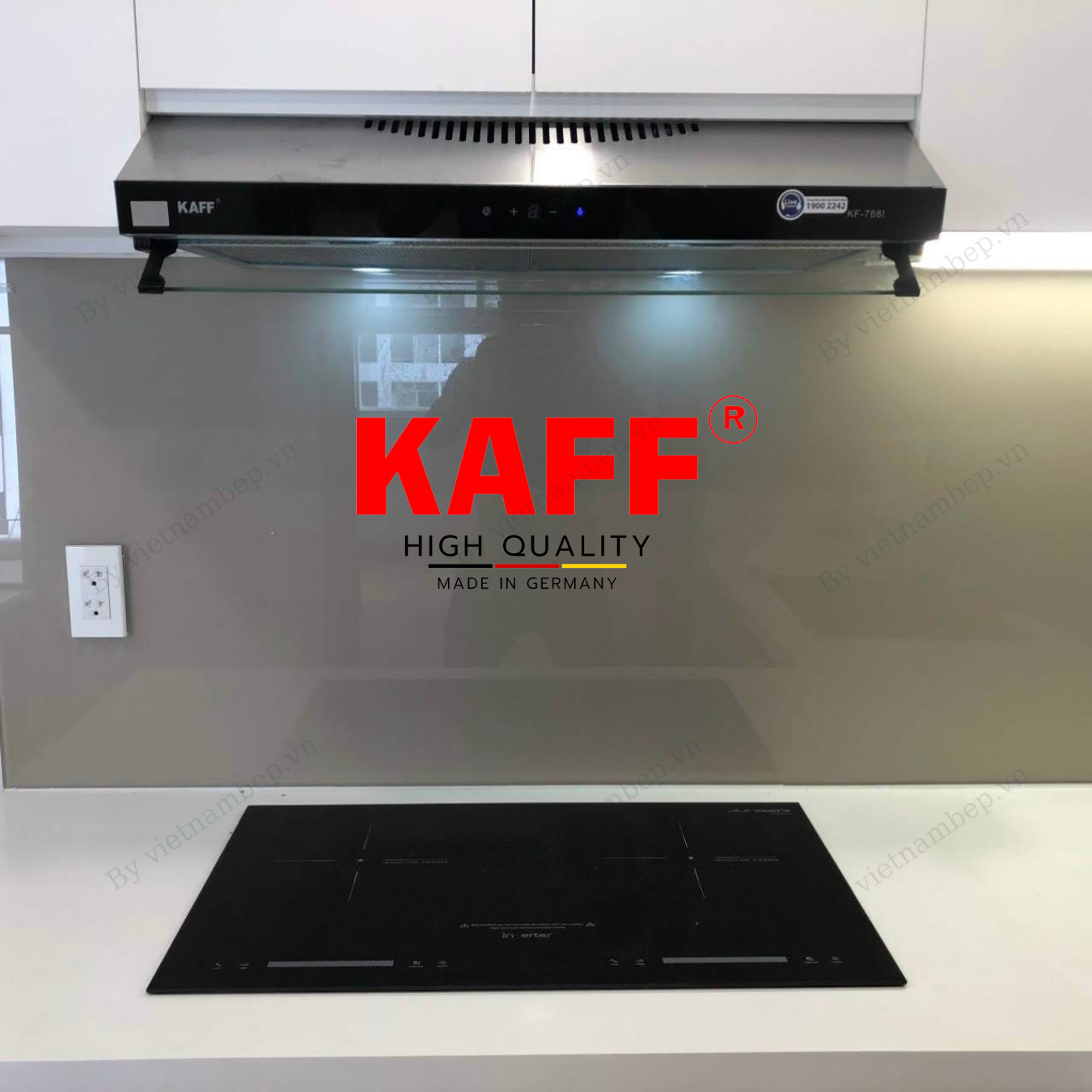 Máy hút mùi cổ điển inox phối kính cảm ứng 800mm KAFF KF-888I Tặng bộ lọc than thay thế  - Hàng Chính Hãng