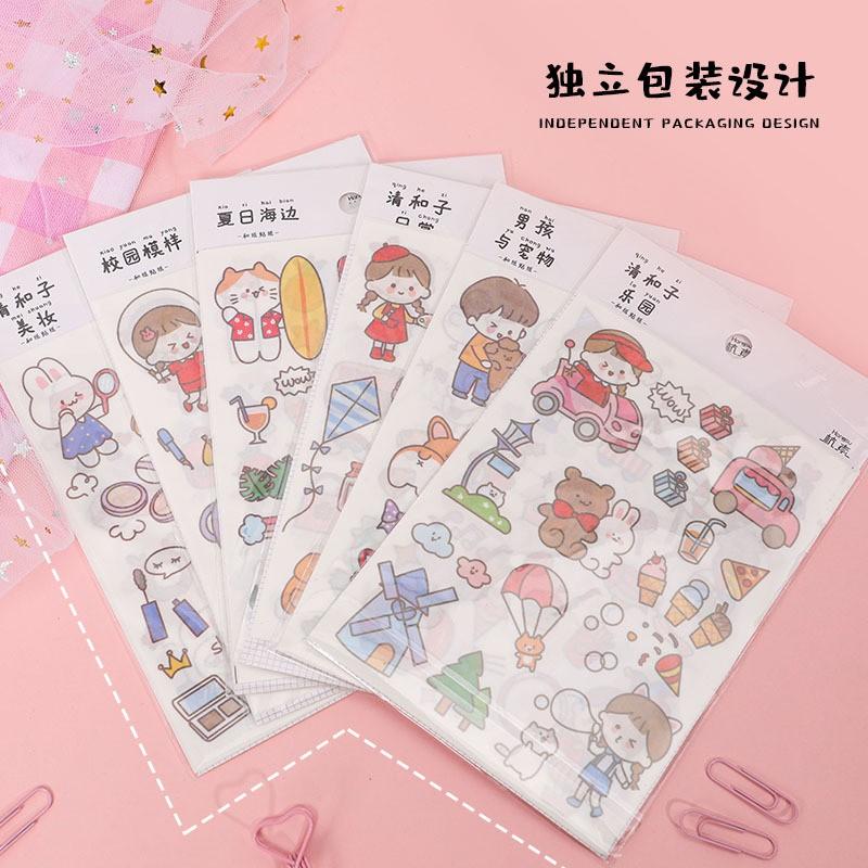 Bộ 4 sticker Hangsu phong cách Nhật Bản nguồn hàng buôn sỉ