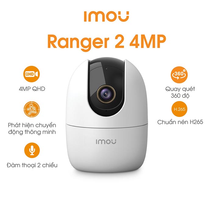 Camera Wifi IMOU IPC-A42P 4.0MP, cảnh báo chuyển động, hồng ngoại 10m, tính năng Wifi - Hàng Chính Hãng