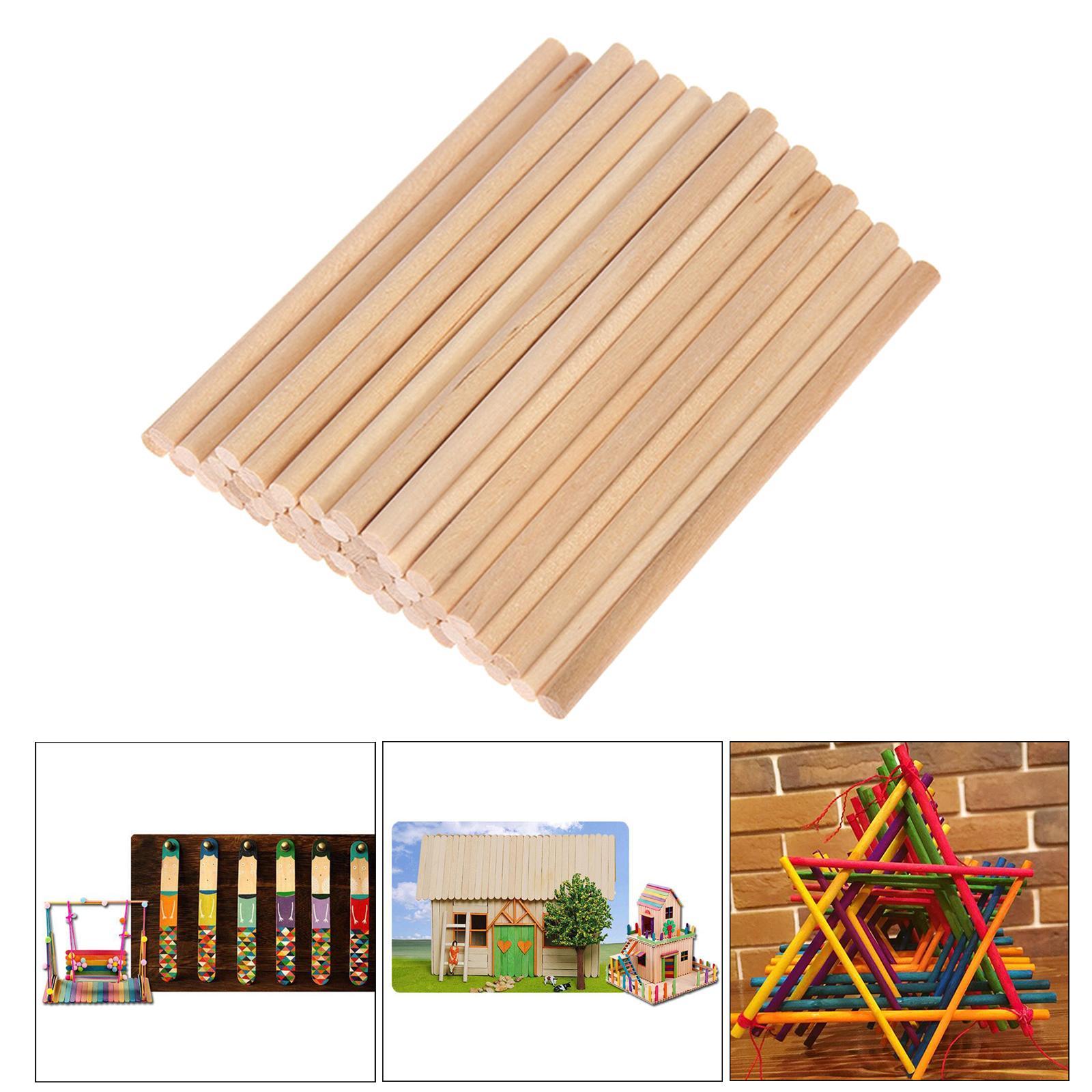 100Pc Unfinished Wood Sticks Wooden Dowel Rods for Model Art Crafts DIY