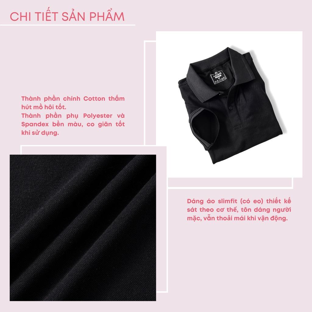 Hình ảnh Áo polo nữ ADINO màu đen phối viền chìm vải cotton co giãn dáng công sở slimfit hơi ôm trẻ trung APN03