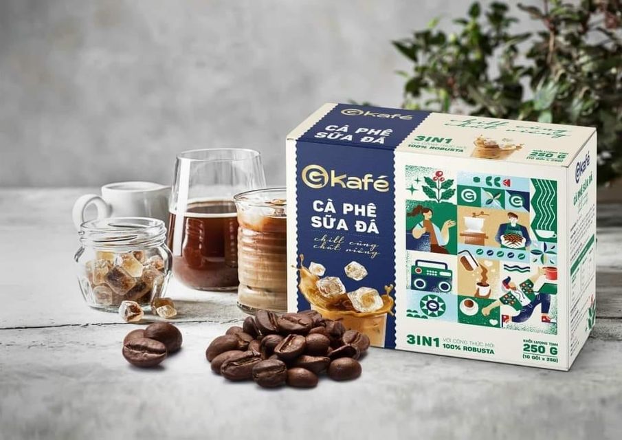 HỘP 10 GÓI X 25 GRAM CÀ PHÊ SỮA ĐÁ 3IN1 G KAFÉ