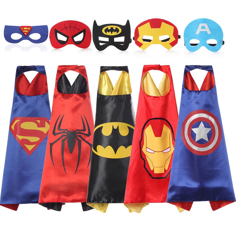 Set áo choàng kèm mặt nạ siêu anh hùng, siêu nhân hóa trang halloween