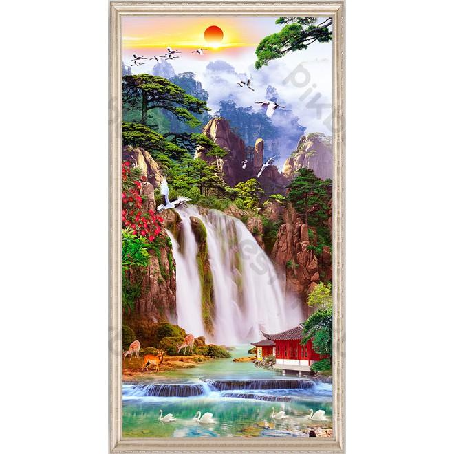 Tranh dán tường Suối chảy về nguồn, Tranh 3D dán tường hiện đại , MS 1064158