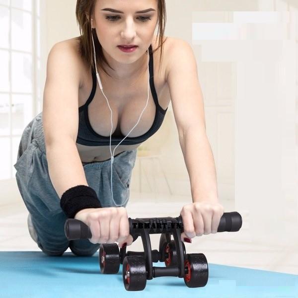 Con lăn tập cơ bụng 4 bánh - dụng cụ tập thể hình tập gym con lăn 4 bánh