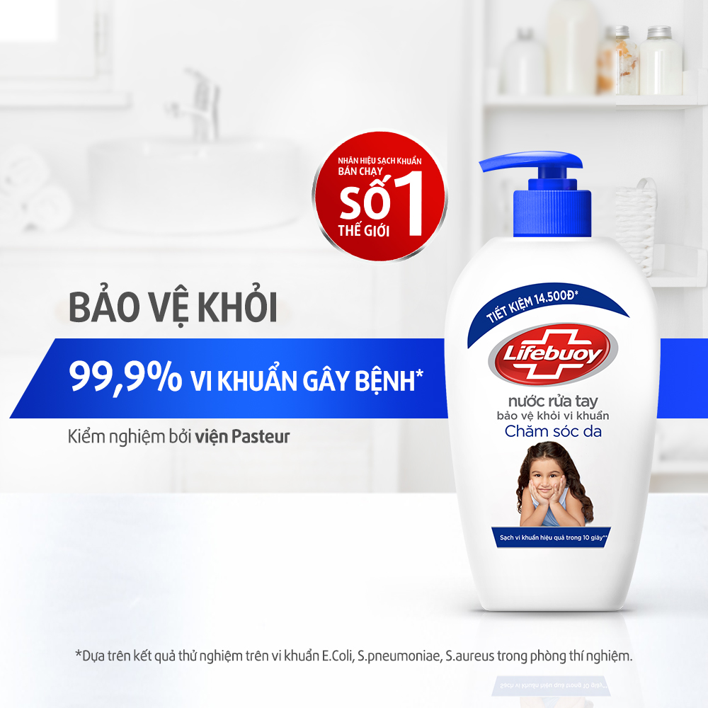 Combo 2 Nước Rửa Tay Lifebuoy Chăm Sóc Da Giúp Dưỡng ẩm Mềm Mại Và Bảo Vệ Khỏi 99.9% Vi Khuẩn Trên Tay Chai 450G