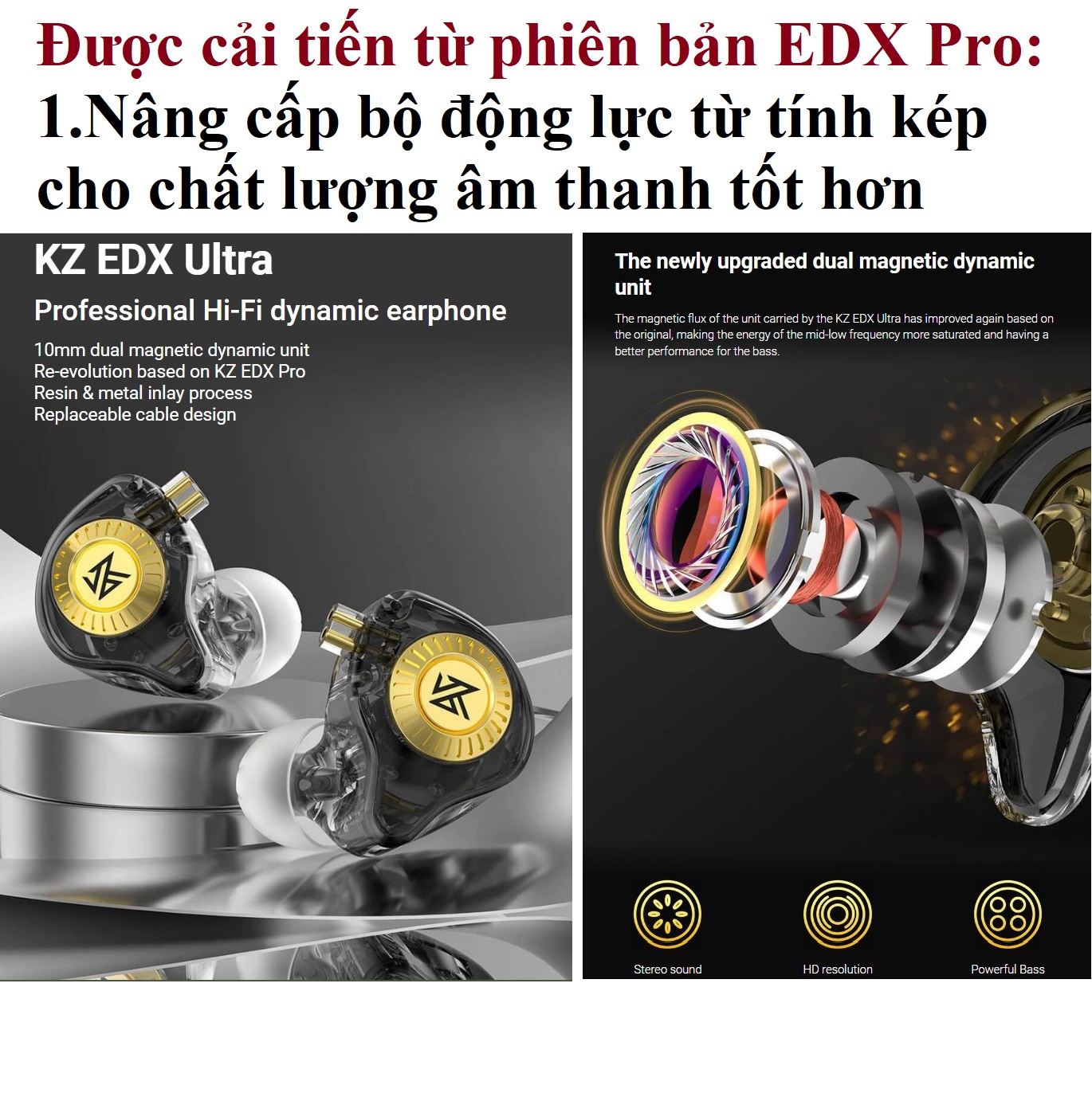 Tai nghe nhét tai dây cắm 3.5mm hỗ trợ mic KZ EDX Ultra _  Hàng chính hãng