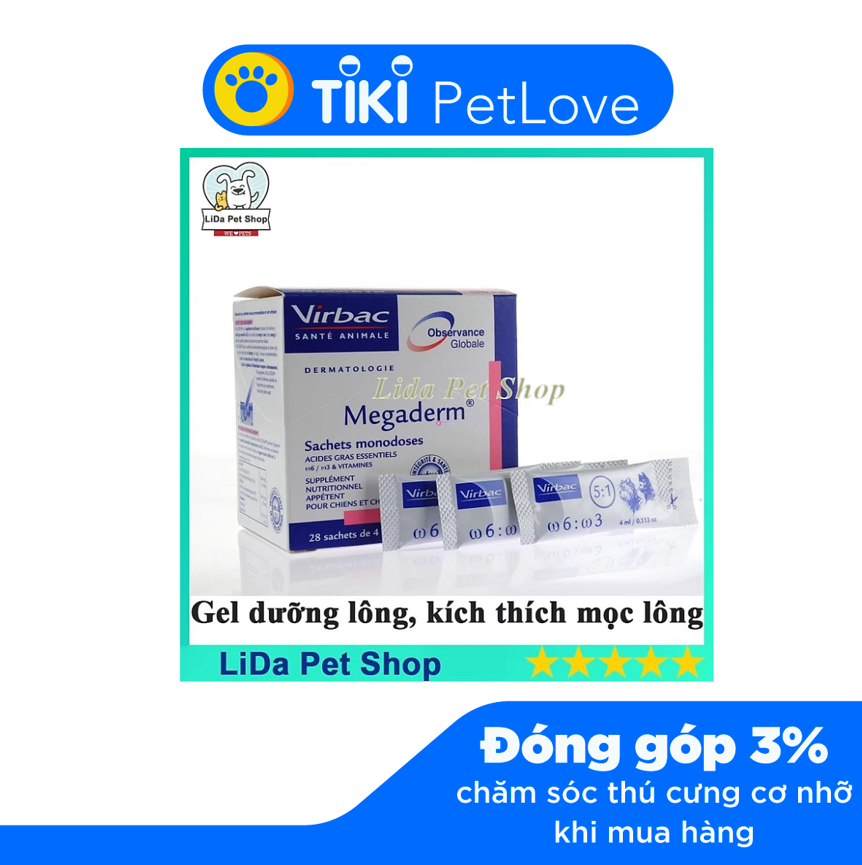 Gel Dinh Dưỡng Virbac Megaderm Giúp Mượt Lông, Da Và Giảm Ngứa Chó Mèo (hộp)