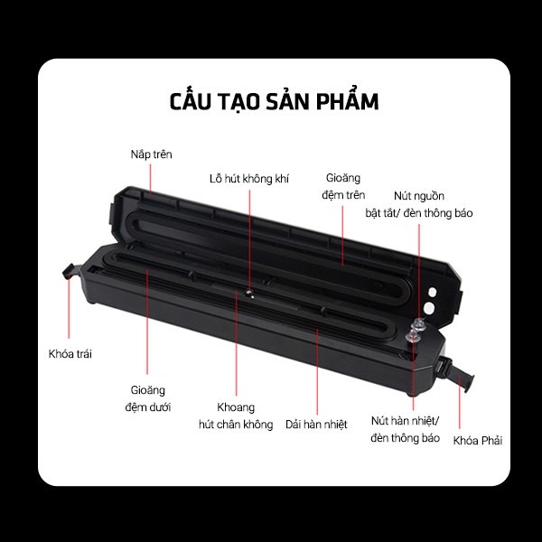 Máy Hút Chân Không Thực Phẩm Kèm Hàn Miệng Túi Vacuum Sealer