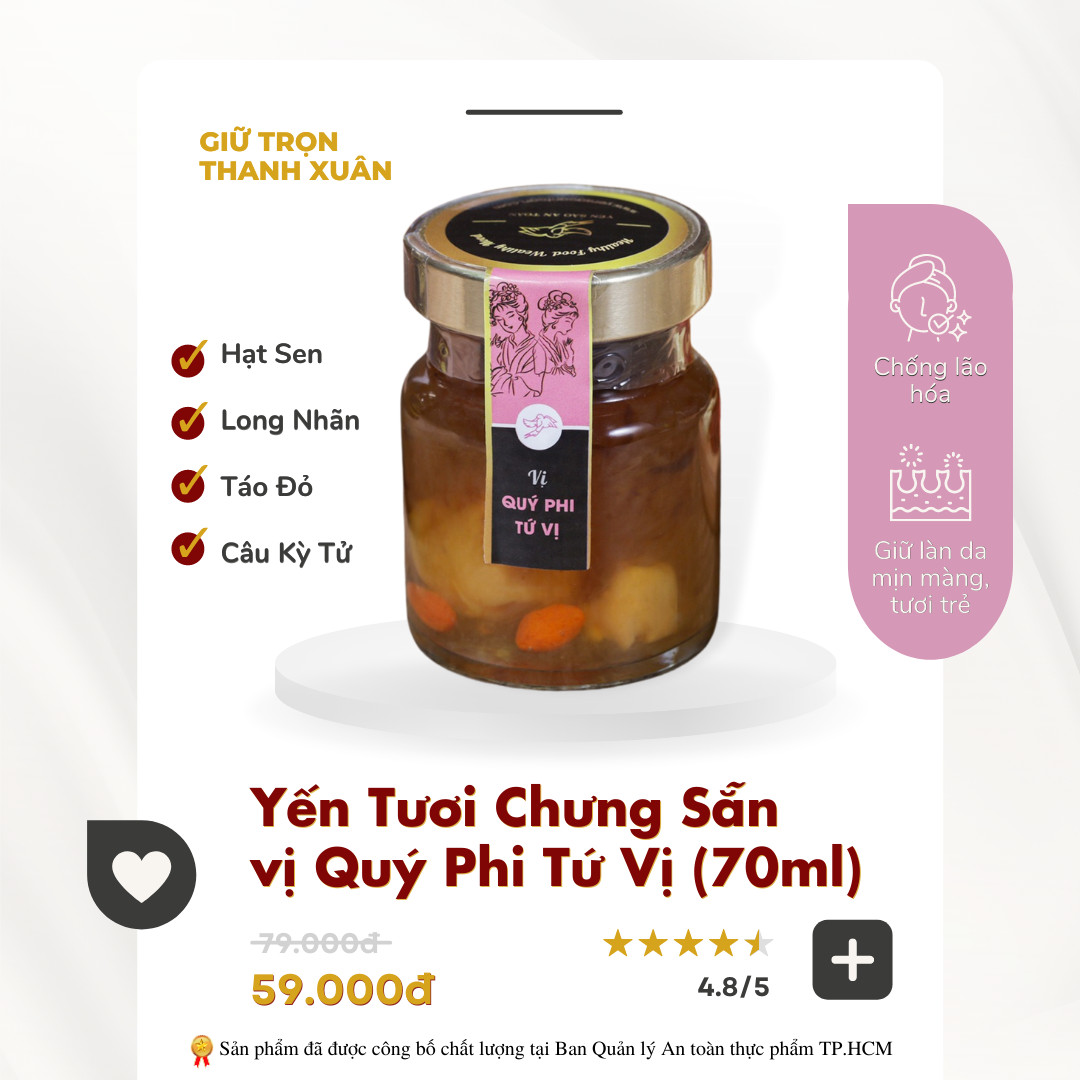 Hộp 6 vị Yến Tươi Chưng Sẵn, Tăng trải nghiệm người dùng yến với đủ các vị: hạt Chia, nhân sâm, đông trùng hạ thảo, hạt sen, nhuỵ hoa nghệ tây, đường phèn và không đường cho người ăn kiêng, tiểu đường. 6 hũ - 70ml