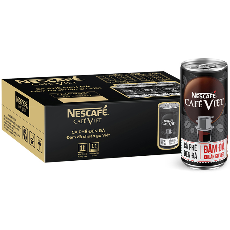 Thùng 24 Lon Cà Phê Đen Uống Liền Nescafé Café Việt