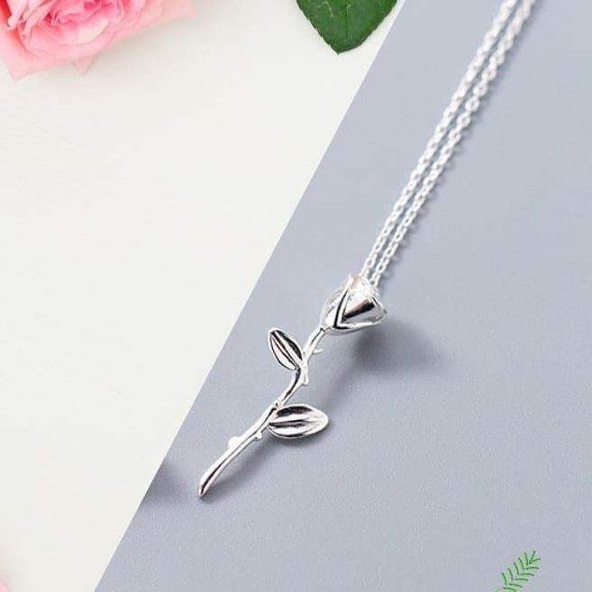 Dây chuyền bạc liền mặt hoa hồng YN JEWELRY SL
