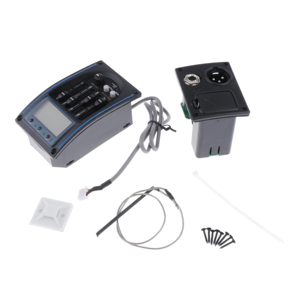 4 Ban Nhạc EQ Preamp Piezo Khuếch Đại Cân Bằng Dân Gian Guitar Pickup có MÀN HÌNH LCD Bắt Sóng