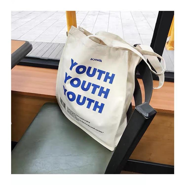 Túi Tote Túi Vải Canvas Hàng Quảng Châu Loại 1 In Chữ YOUTH