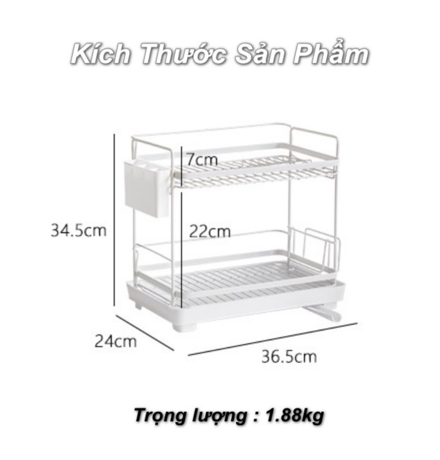 KỆ ĐỰNG CHÉN ĐĨA 2 TẦNG RÁO NƯỚC 3-D1-L3-624