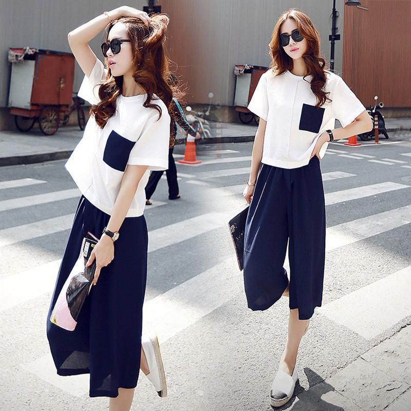 FREESHIP ĐƠN 99K_ Set Áo Cotton Lanh Ngắn Tay + Quần Lửng Ống Rộng Thời Trang Nữ