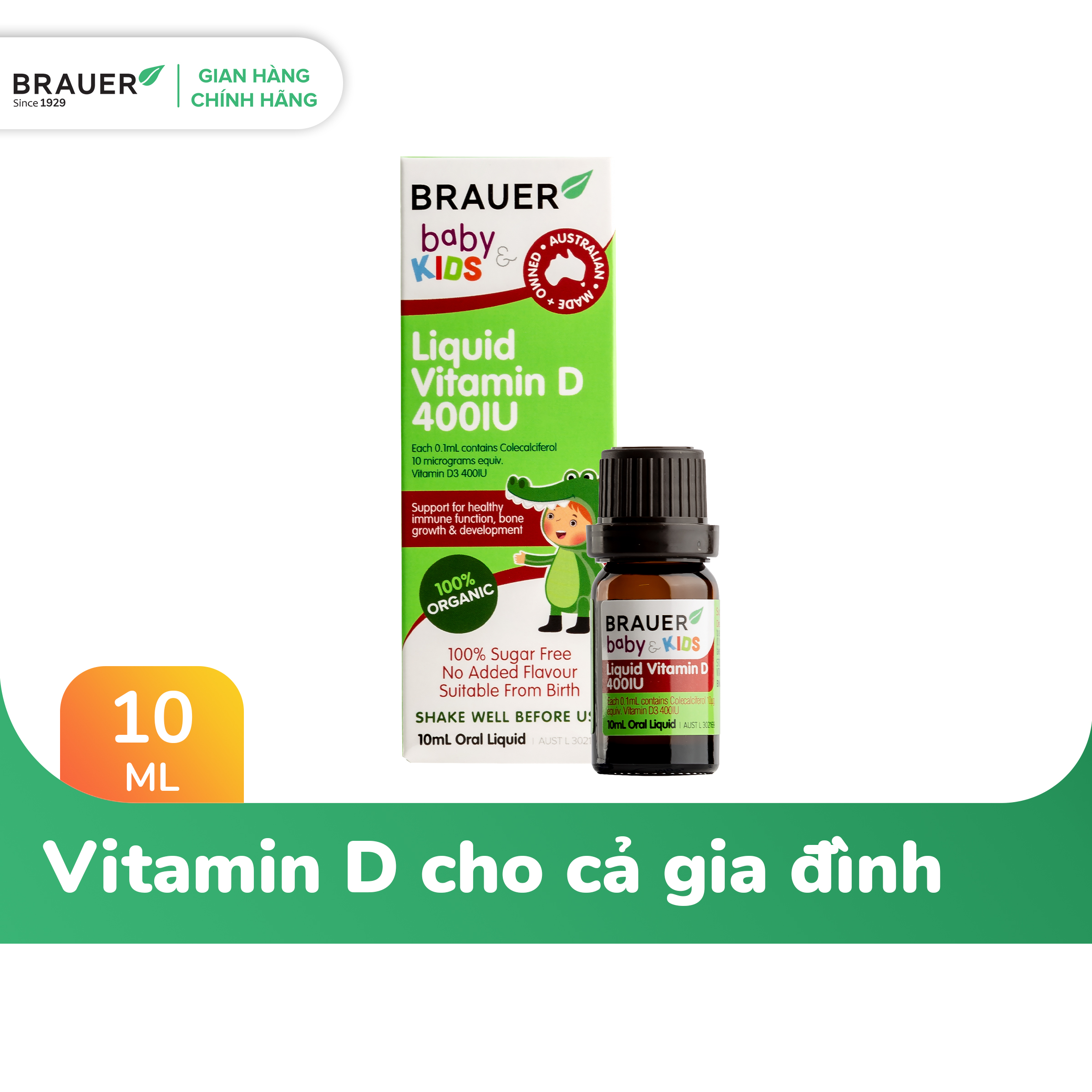 Vitamin D Brauer Úc dành cho trẻ sơ sinh trở lên (10ml)